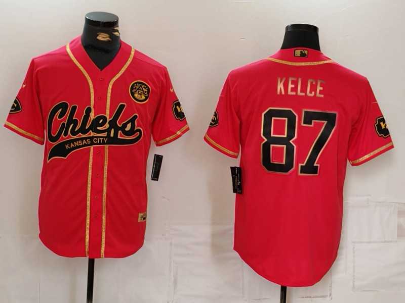 Men's Kansas City Chiefs #87 Travis Kelce Red Gold Cool Base Stitched Baseball Jersey,We sell and wholesale Men's Kansas City Chiefs #87 Travis Kelce Red Gold Cool Base Stitched Baseball Jersey on line form chian!